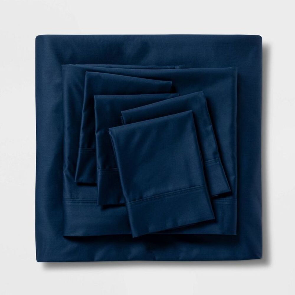 Open Box - Threshold Signature - Full 6pc 800 Thread Count Solid Sheet S Indigo